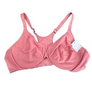 Glamorise Front-Close Racerback Bra New Rose Pink 42C Non-Padded For Halter